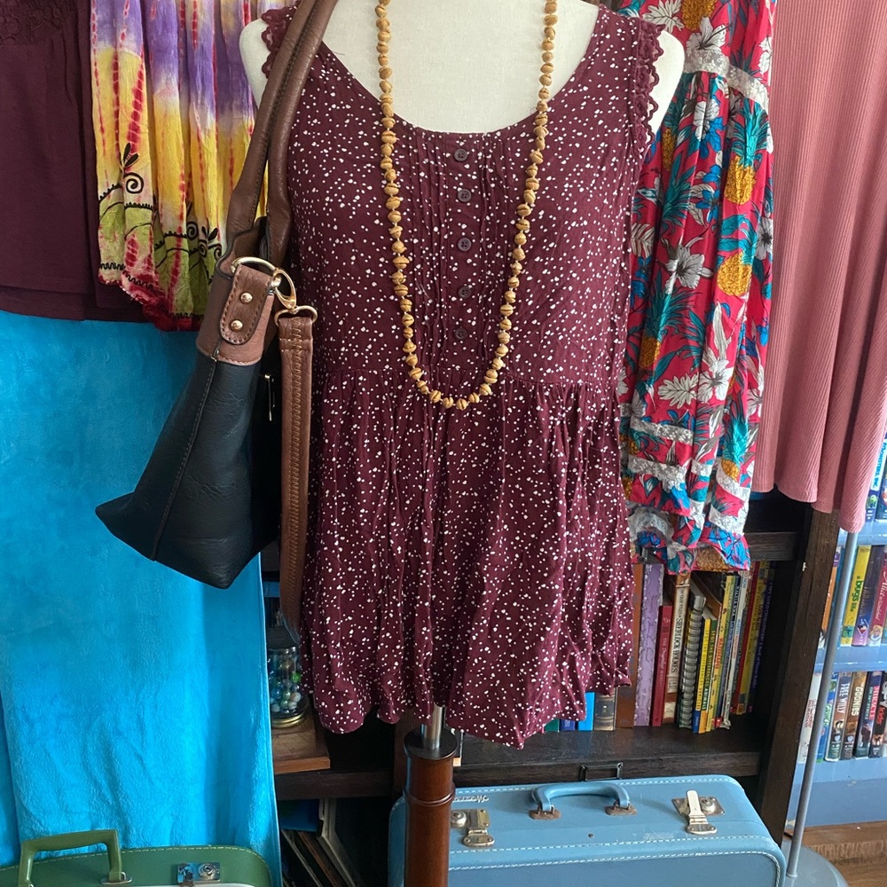 Lauren Conrad sleeveless top w polka dots